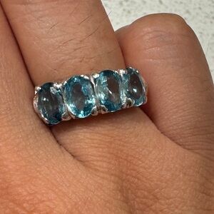 Blue Topaz Gemstone Silver Ring